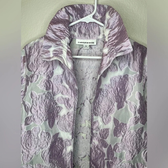 NWT Caroline Rose Lavender Floral Rose Devore Jacket Size Small - Picture 5 of 9